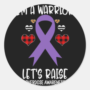 Overdose Awareness Ribbon I'm Warrior Let's Raise Classic Round Sticker