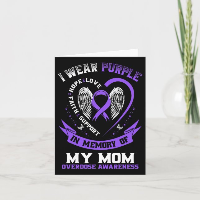 Overdose Awareness Shirt In Memory Of Mom Purple R Card (Front)