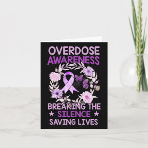 Overdose Awareness Shirt Women Purple Ribbon Drug Card