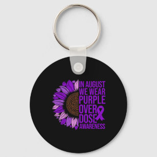 Overdose Awareness Sunflower In August We Wear Pur Keychain