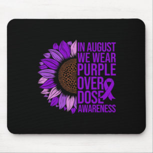 Overdose Awareness Sunflower In August We Wear Pur Mouse Pad