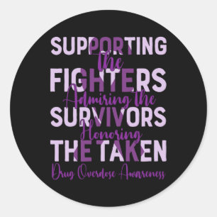 Overdose Awareness Support Fighters Classic Round Sticker