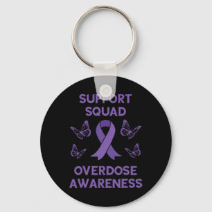 Overdose Awareness Support Squad Butterfly Purple Keychain