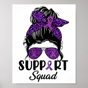 Overdose Awareness Support Squad Messy Bun Hair Wo Poster