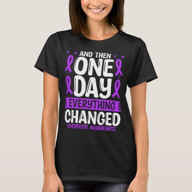 Overdose Awareness Warrior Ribbon Survivor T-Shirt (Front)