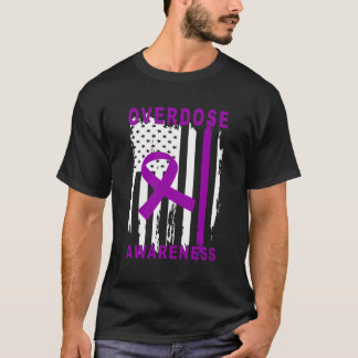 Overdose Awareness Warrior Usa Flag United States  T-Shirt