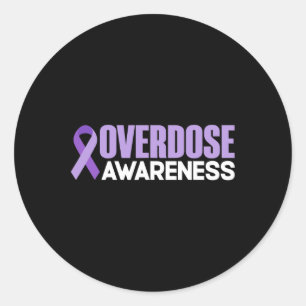 Overdose Day Ribbon Overdose Awareness Month Classic Round Sticker