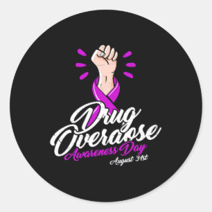 Overdose Does Not Discriminate - Overdose Awarenes Classic Round Sticker