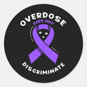 Overdose Does Not Discriminate Purple Awareness Ri Classic Round Sticker