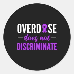 Overdose Does Not Discriminate Purple Ribbon Desig Classic Round Sticker