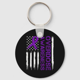 Overdose Pruple Ribbon Opioid Overdose Awareness 1 Keychain