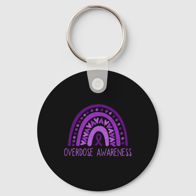 Overdose Rainbow Drug Addiction Recovery Purple Ri Keychain (Front)