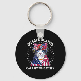Overeducated Cat Lady Who Votes Funny Cat Lovers E Keychain