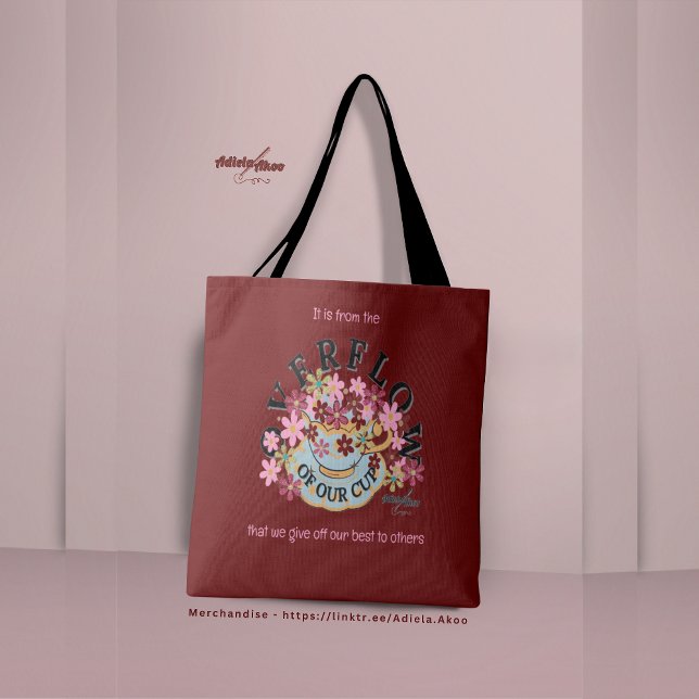 OVERFLOW Red Tote - Adiela Akoo Bag (Overflow Tote: 'It is from the overflow of our cup that we give off our best to others' -Adiela Akoo)