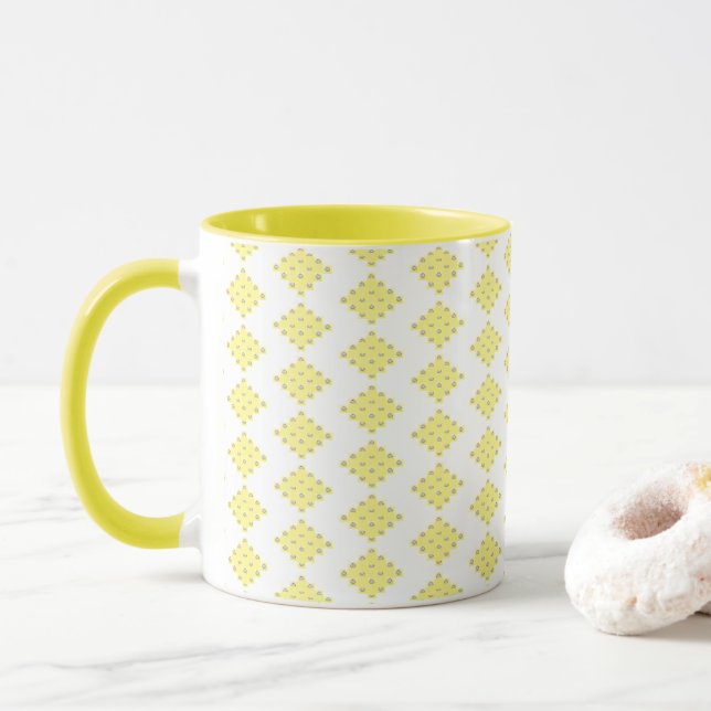OVERFLOW Sunny Yellow Mug by Poet Adiela Akoo (With Donut)