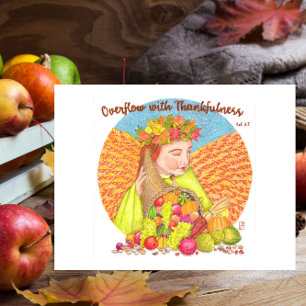 Overflow with Thankfulness Inspirational Postcard