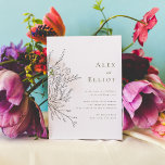 Overflowing Bouquet Wedding Invitation<br><div class="desc">Modern,  playful,  and yet sophisticated,   this wedding invitation features a hand drawn overflowing floral bouquet paired with chic typography in a dark green,  coordinating with the lighter green on the backside. The contrast of black floral and green type adds an extra edge of glamour.</div>