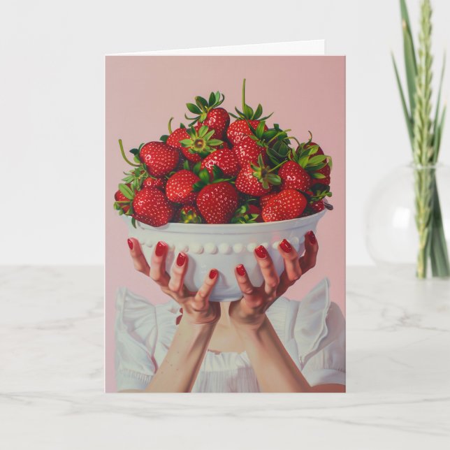 Overflowing Bowl of Strawberries  Invitation (Front)