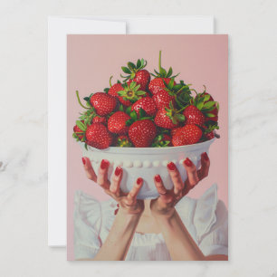 Overflowing Bowl of Strawberries  Invitation