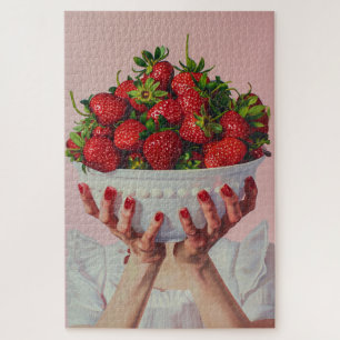 Overflowing Bowl of Strawberries Jigsaw Puzzle