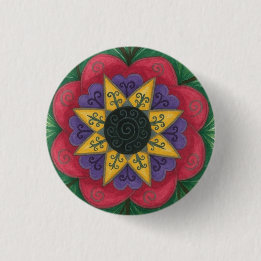 Overgrown garden mandala 1 inch round button