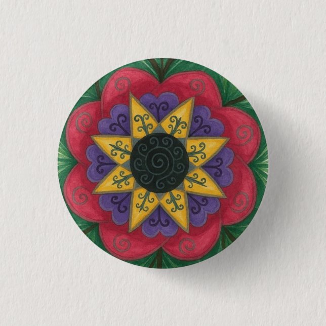 Overgrown garden mandala 1 inch round button (Front)