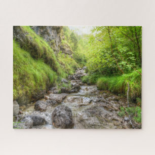 Overgrown Shallow Creek Waterfall Jigsaw Puzzle