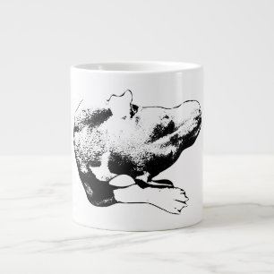 Overhead Calm—Pitbull Mix with Paw Large Coffee Mug