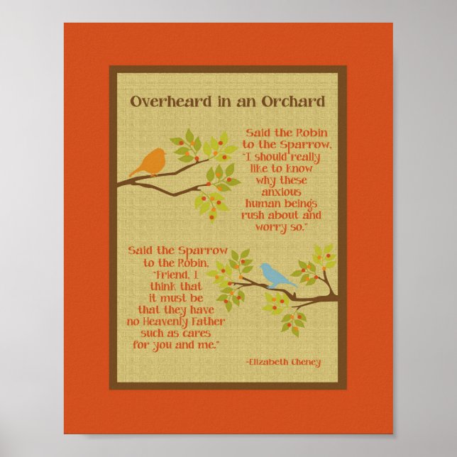 "Overheard in an Orchard" (Robin & Sparrow) Print (Front)