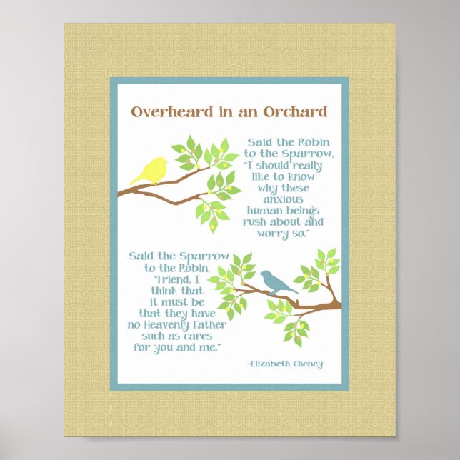 Overheard in an Orchard (Robin & Sparrow) Print (Front)