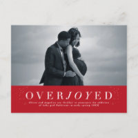 Overjoyed holiday pregnancy announcement postcard