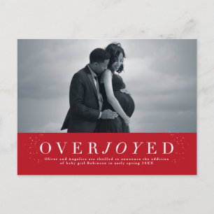 Overjoyed holiday pregnancy announcement postcard