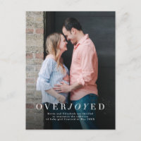 Overjoyed holiday pregnancy announcement postcard