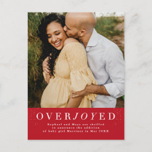 Overjoyed vertical holiday pregnancy announcement