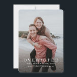 Overjoyed vertical photo holiday save the date<br><div class="desc">If you're overjoyed this holiday season, this vertical one-photo card is perfect for announcing any joyful news - engagement, wedding, pregnancy, baby. It's versatile and includes a white speckled backer that can be customized with your choice of colour (click the "customize" button to access colour options). The default is a...</div>