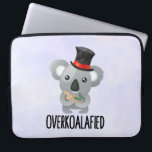 Overkoalafied Pun Cute Koala in Top Hat Laptop Sleeve<br><div class="desc">A laptop sleeve a funny and humourous design with an illustration of a cute koala wearing a black top hat with the typography text below which says overkoalafied.</div>