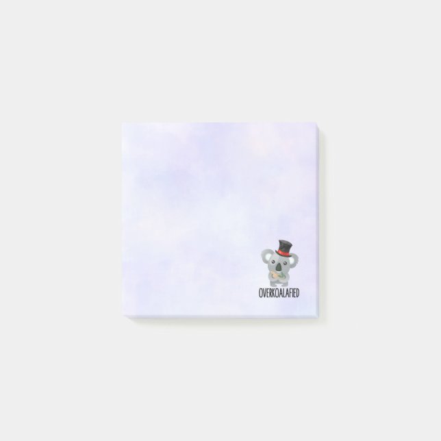 Overkoalafied Pun Cute Koala in Top Hat Post-it Notes (Front)