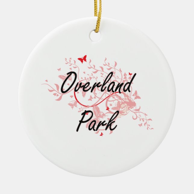 Overland Park Kansas City Artistic design with but Ceramic Ornament (Front)