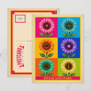 Overland Park Postcard Kansas Sunflower Vintage