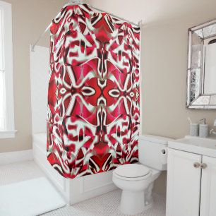 Overlap curved ribbon, vivid red to dark and white