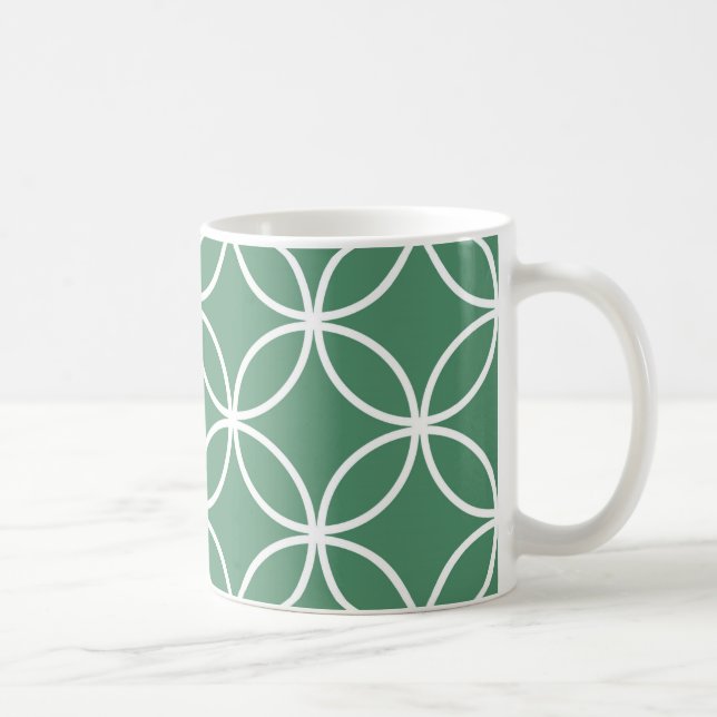 Overlappin Circles Sage Green White Pattern Coffee Mug (Right)