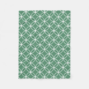 Overlappin Circles Sage Green White Pattern Fleece Blanket
