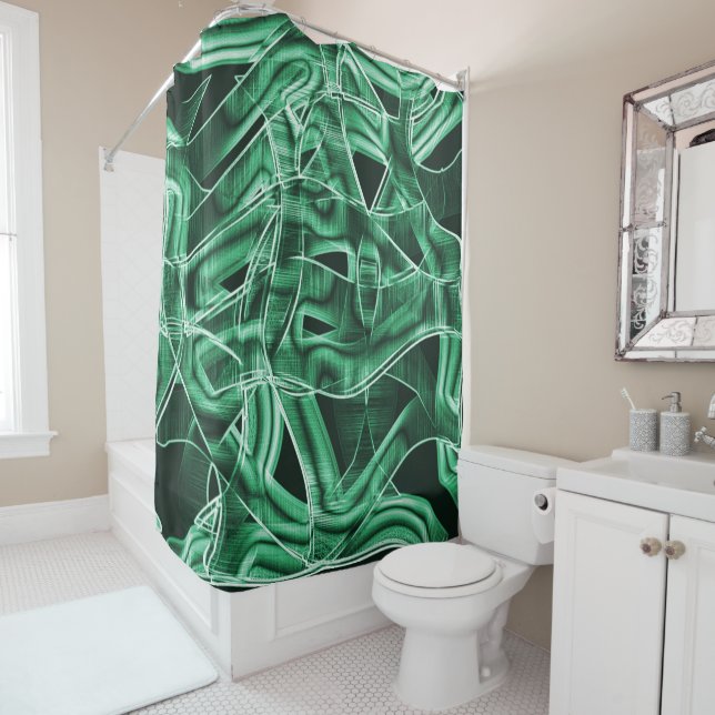 Overlapping and crossed green acrylic cutouts (In Situ)