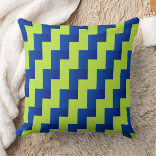 Overlapping Blue and Green  Throw Pillow