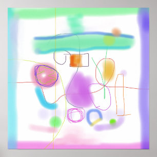 Overlapping Bright Colours and Abstract Shapes Poster