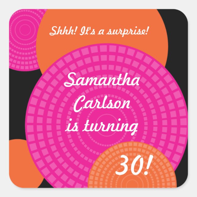 Overlapping Circles Birthday Sticker (Front)