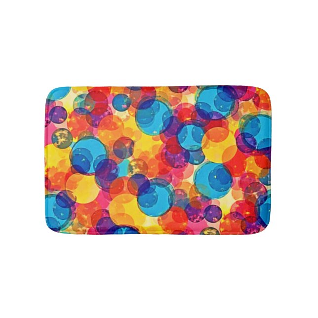 Overlapping Circles Color Chaos Art Bath Mat (Front)
