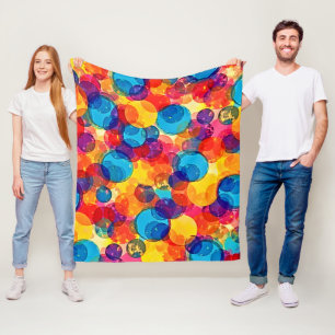 Overlapping Circles Color Chaos Art Fleece Blanket