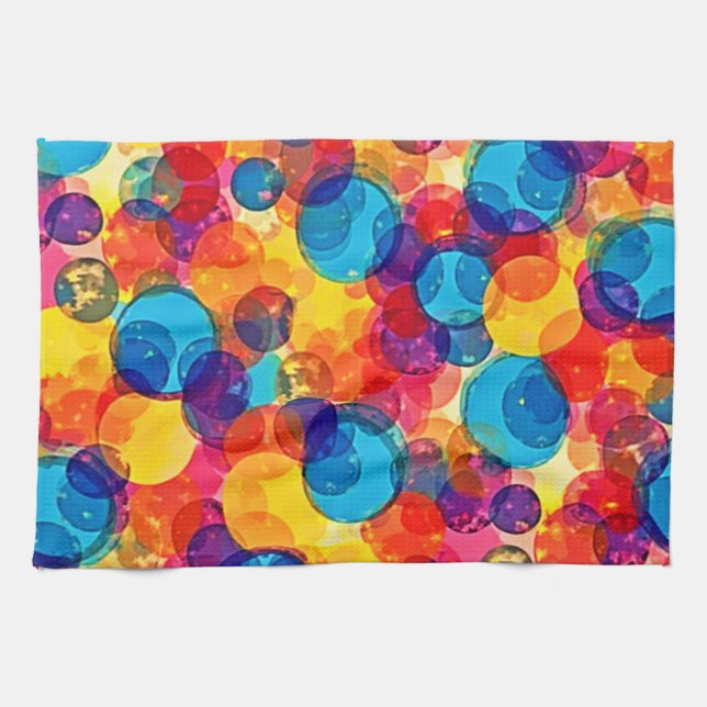 Overlapping Circles Color Chaos Art Kitchen Towel (Horizontal)