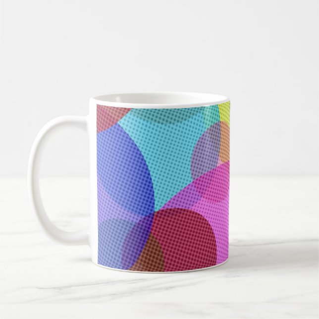 Overlapping Circles Colorful Abstract Art Coffee Mug (Left)